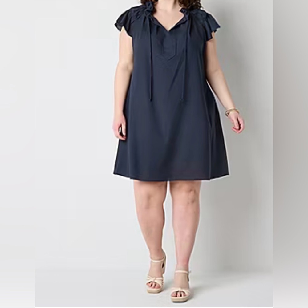 Robbie Bee Womens Plus Short Sleeve Shift Dress